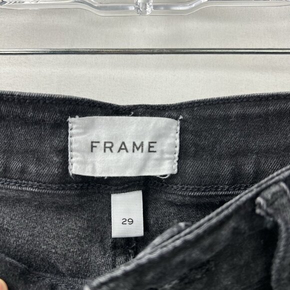 FRAME Le Crop Slim Bootcut Jeans Womens Size 29 Black Raw Edge Denim Mid Rise - Picture 4 of 16